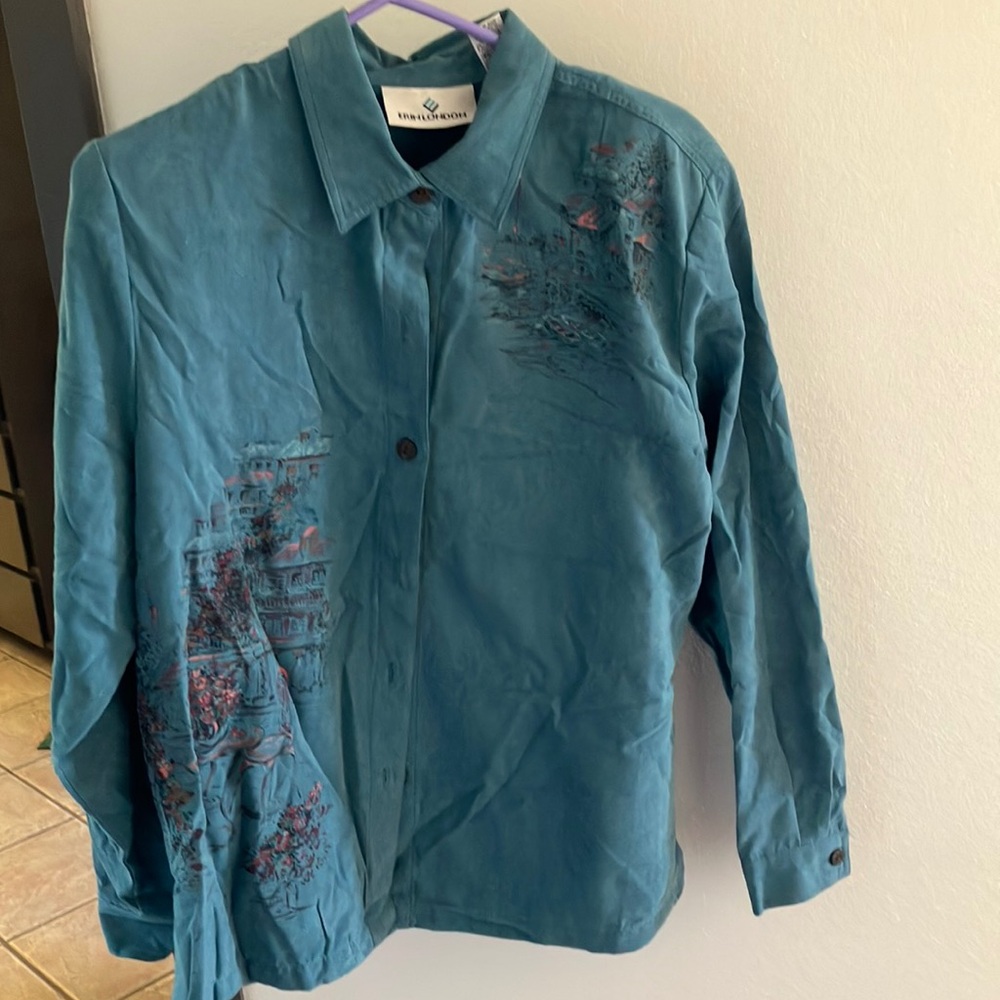 FINAL MARKDOWN Erin London ultra suede blouse large